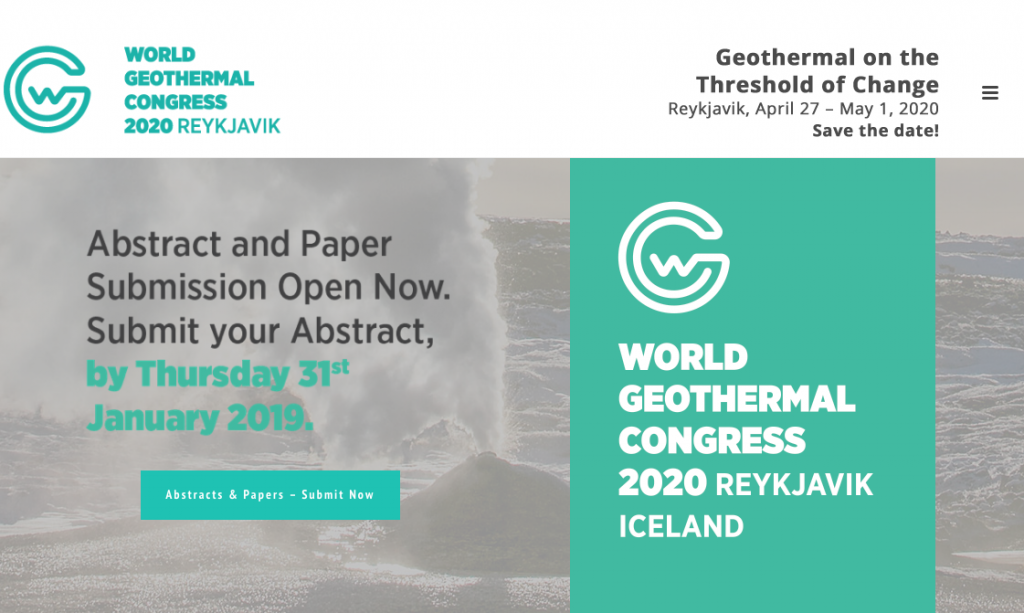 World Geothermal Congress 2020 – Call for Abstracts (hasta 31 de enero 2019)