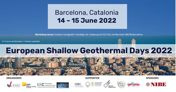 European Shallow Geothermal Days 2022 (Barcelona, 14 – 15 junio)