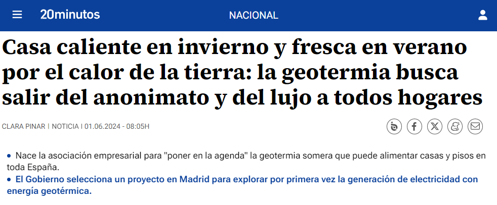 Margarita de Gregorio in 20 minutos: ‘We want to put geothermal energy on the agenda’.