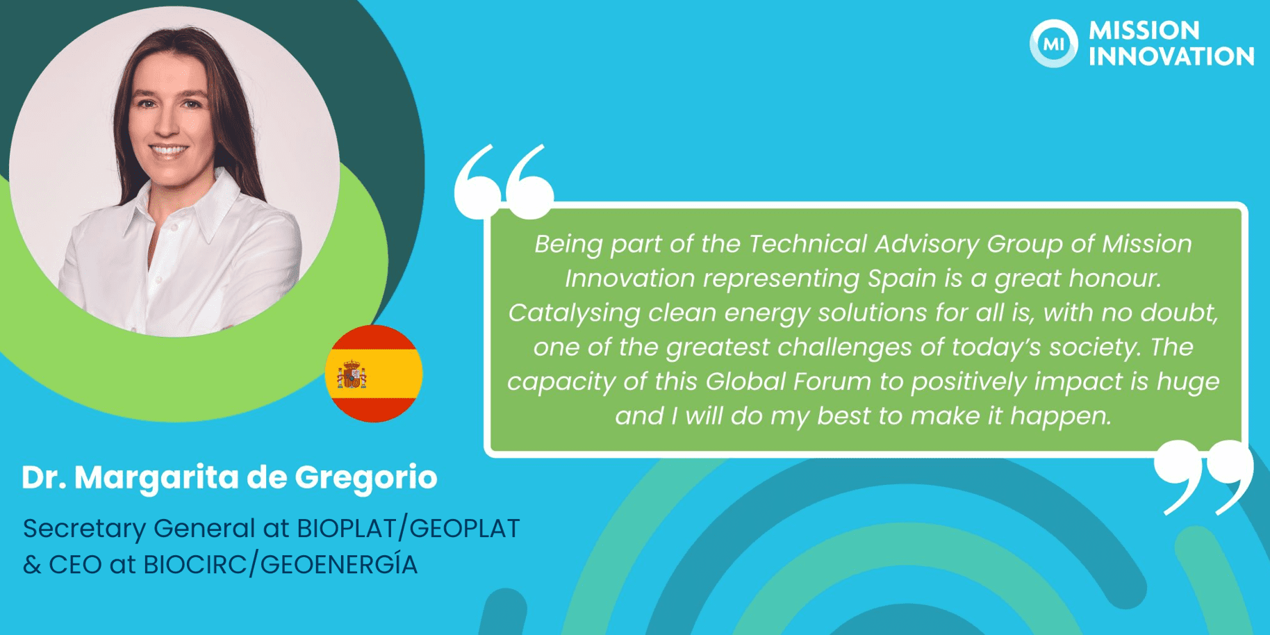 Margarita de Gregorio is elected representative of Spain in the Technical Advisory Group of Mission Innovation
